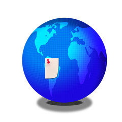 South america mark on blue earth map