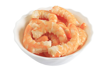bowl with shrimps - ciotola con gamberi sgusciati