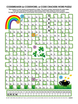 Codebreaker crossword puzzle, St. Patrick's Day themed