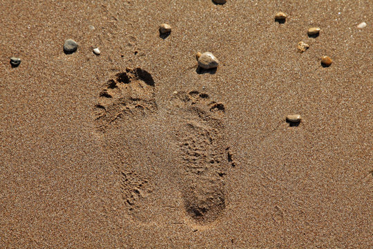 Two footprints on sand