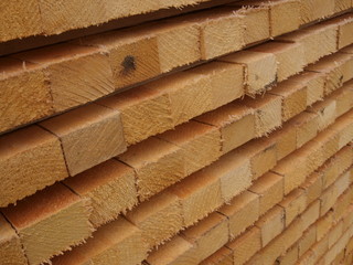 Stack of wooden boards closeup