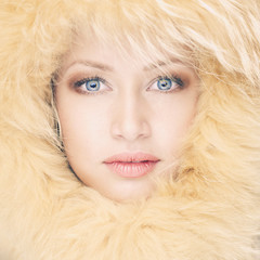Young woman in fur hat
