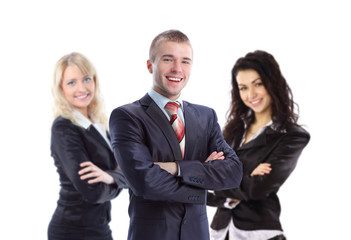 Young  business manwith his collegues - elite business team
