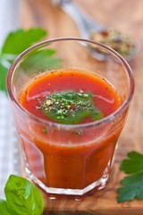 Spicy tomato soup with herbs
