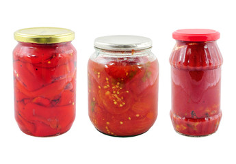Jars with different preserved vegetables