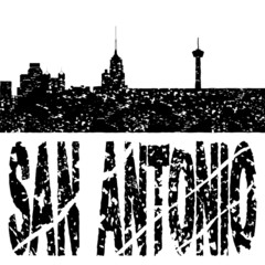 Grunge San Antonio skyline with text illustration