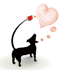 Dog drawing a heart - 38539593