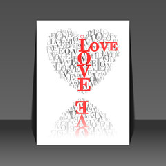 A heart made of words "LOVE"  flyer design