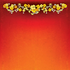 abstract grunge background with spring flowers