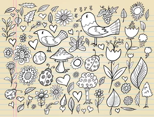 Foto op Canvas Doodle Spring Time Elements Vector Illustration Set © Blue Foliage