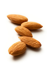 Almonds on the white background