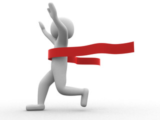 3d people crossing the finishing line