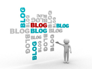 man and 3d blog abstract background