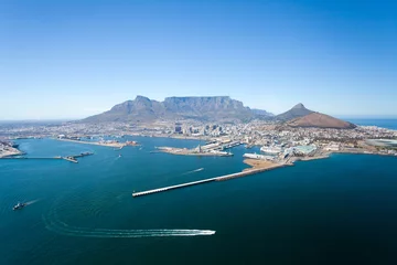 Papier Peint photo Montagne de la Table vue aérienne de Cape Town et de la montagne de la table, Afrique du Sud