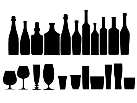 bottless glasses silhouette outline