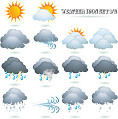 Weather icon sign set on white.