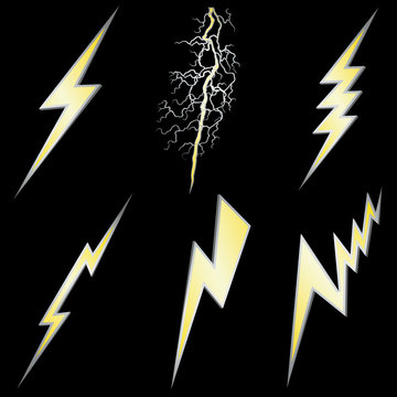 Gold Lightning Bolt with Silver margins set on black