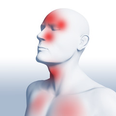 Schnupfen, Fieber, Halsschmerzen und Kopfschmerzen
