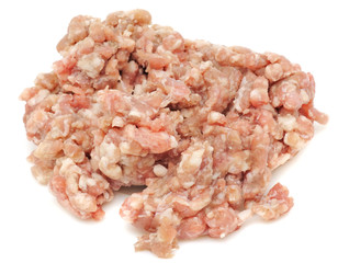 Raw Minced Meat Isolated on White Background