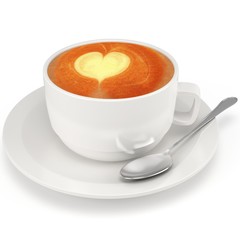3d coffee cup with plate and spoon