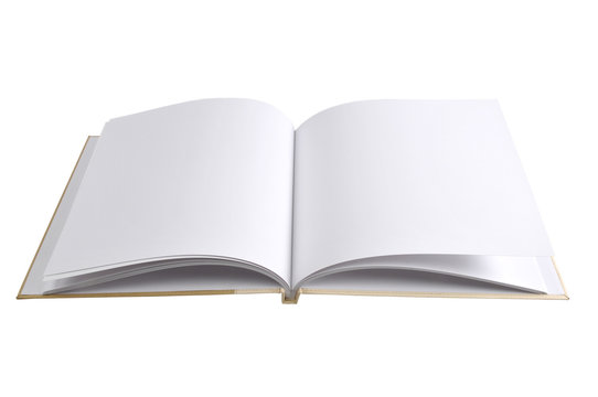 Open book with blank white pages isolated on white
