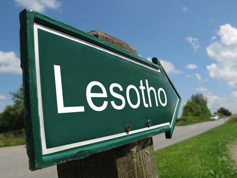 Lesotho signpost along a rural road