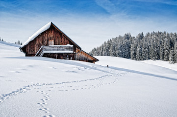 Almhütte im Winter