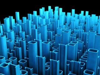 Binary abstract city, 3d tech background