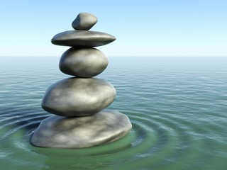 3d Zen stones in a zen water