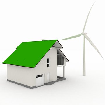Eco house with wind turbine
