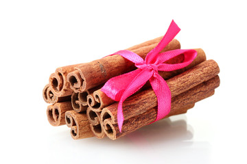 Cinnamon sticks isolated on white