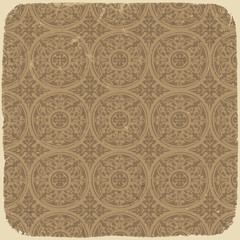 Aged vintage background with ancient seamless pattern. Vector il