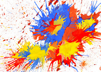 varicolored drops on paper. isolated