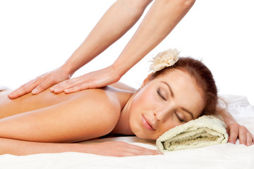 Fototapeta na wymiar Young beautiful woman getting massage.