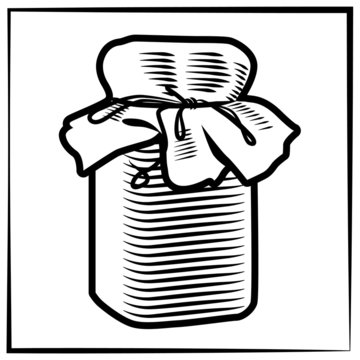 jar with cloth black and white drawing clip art preview