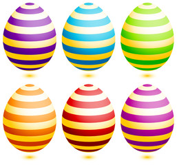 Set 6 Easter Eggs Stripes Colour