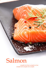 Nice pieces of raw red Salmon