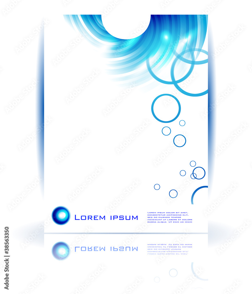 Wall mural vector abstract circle and wave. blue curve