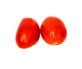 two tomatoes isolated on white