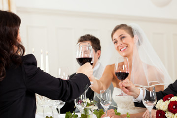 Wedding party at dinner