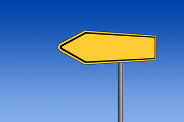 Umleitungsschild nach links blauer Himmel