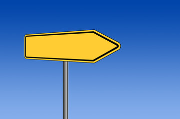 Umleitungsschild nach rechts blauer Himmel