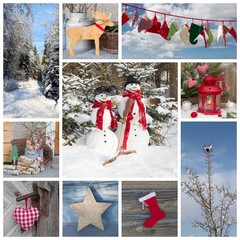Weihnachten - Collage mit Schnee