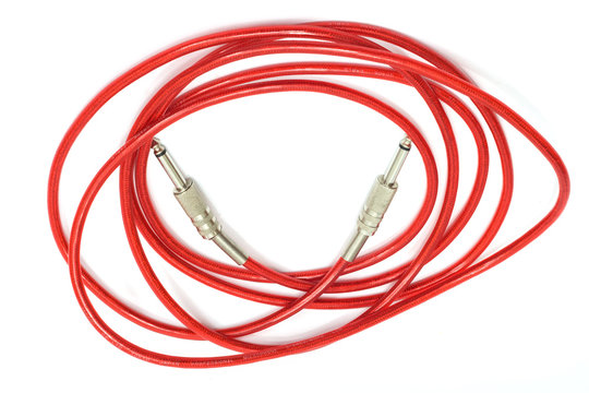 Electric guitar patch cable isolated on white