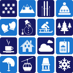 winter/alpine/ski pictograms - obrazy, fototapety, plakaty