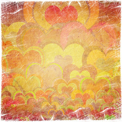 grunge background with colorful hearts