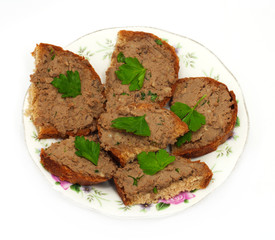 Sandwich with pate isolated on white