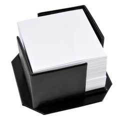 Memo cards in a black leather holder