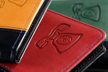 Business cards leather organizers