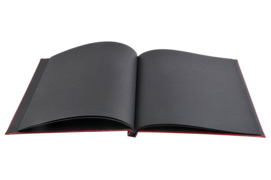 Open book with blank black pages